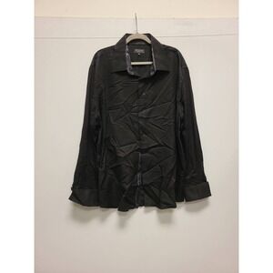 Tessori XXXL Shirt Black Long Sleeve Button Up Dress Shirt Menswear Italy